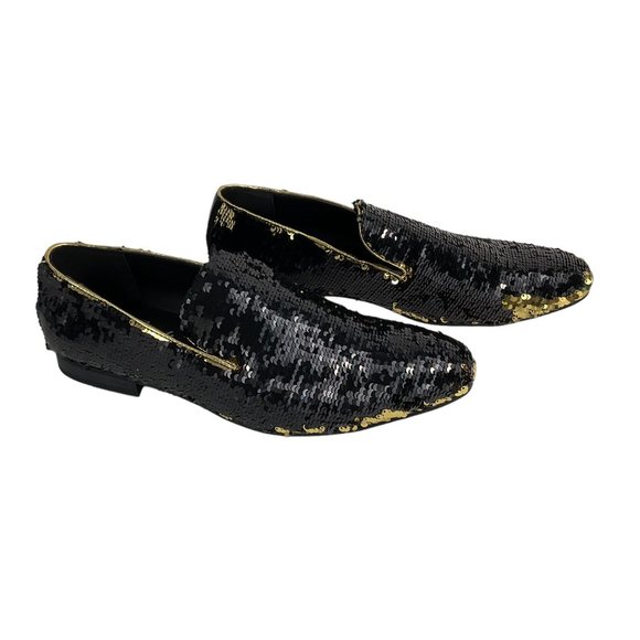 NEW AMALI Men's Slip On Gold/Black Sequins Loafers Flipp-428 size 15 - Picture 5 of 14